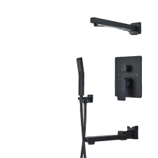  Rejtett zuhany csaptelep, 12 hüvelykes esőzéses fej, sárgaréz felépítés, Fekete csaptelep