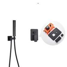  Rejtett zuhanygarnitúra, matt fekete bevonat, esőzuhanyfej, kétirányú, 8 hüvelykes A csaptelep