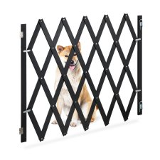 Relax Biztonsági rács kihúzható bambusz panel 87-97 cm magas fekete védőkerítés kutyák védelmére lépcsővédő kutyafelszerelés