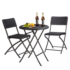 Relax Kerti bútor szett 3 darabos összecsukható székkel és asztallal fekete kerti bútor