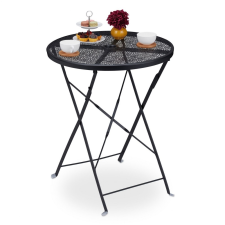 Relax Összecsukható kerti asztal napernyőtartóval kisasztal balkon asztalka bisztróasztal fekete kerti bútor