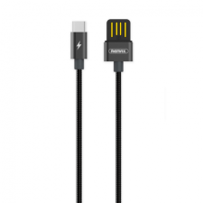 REMAX RC-080a Silver Serpent kábel USB / USB-C 2.1A 1m, fekete kábel és adapter