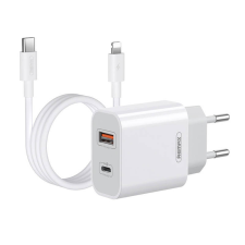 REMAX Wall charger Remax, RP-U68, USB-C, USB, 20W (white) + Lightning cable mobiltelefon kellék