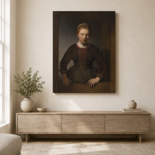  Rembrandt van Rijn - Lány képkeretben vászonkép dekoráció