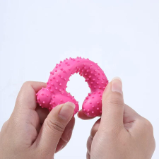 Rena Harapásálló csont alakú rágójáték TPR 11cm*4cm Rózsaszín bordázott játék kutyáknak
