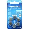 Renata ZA675 hallókészülék elem, cink-levegő, 1,4V, 660 mAh, 6 db, Renata ZA675, PR44 (ZA675.DP6 0HG)