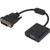 Renkforce DVI/VGA átalakító adapter, 1x DVI dugó - 1x VGA alj 24+1 pól., aranyozott, fekete, ferrittel, Renkforce (RF-3301134)