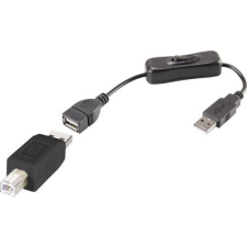 Renkforce USB 2.0 Csatlakozókábel [1x USB 2.0 dugó, A típus - 1x USB 2.0 dugó, B típus] 25.00 cm Fekete Be-/kikapcsolóval, Aranyozatt érintkező (RF-3346618) kábel és adapter