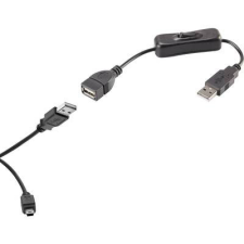 Renkforce USB 2.0 Csatlakozókábel [1x USB 2.0 dugó, A típus - 1x USB 2.0 dugó, mini B típus] 40.00 cm Fekete Be-/kikapcsolóval, Aranyozatt ... kábel és adapter