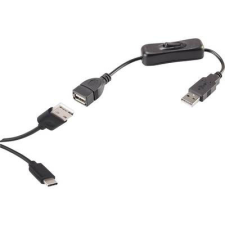 Renkforce USB 2.0 Csatlakozókábel [1x USB 2.0 dugó, A típus - 1x USB-C™ dugó] 1.25 m Fekete Be-/kikapcsolóval, Aranyozatt érintkező kábel és adapter