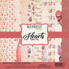 Reprint Papírkészlet - 8&quot; (20 cm) - Hearts - Reprint Paper Pack (15 ív) decoupage papír