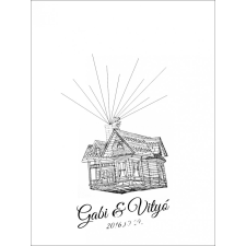  Repülő ház ujjlenyomatfa - esküvői vendégkönyv dekorációs kellék