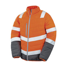 Result Férfi Kabát Hosszú ujjú Result Soft Padded Safety Jacket -S, Fluo Narancs/Szürke férfi kabát, dzseki