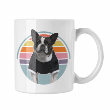  Retro Frenchie - Fehér Bögre bögrék, csészék