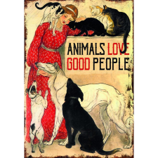 Retro-Gift kis táblakép Animals Love Good People 17 cm x 12,5 cm grafika, keretezett kép