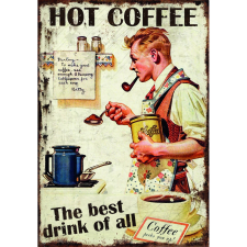 Retro-Gift kis táblakép Hot Coffee 17 cm x 12,5 cm grafika, keretezett kép