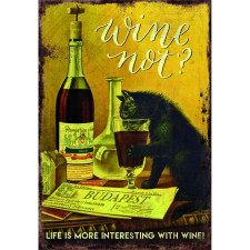 Retro-Gift kis táblakép Wine not? 17 cm x 12,5 cm grafika, keretezett kép