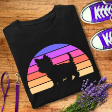  Retro naplemente - yorkie női póló
