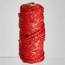 RIBBON ajándékcsomagoló spárga, piros-arany 25 m szalag, masni
