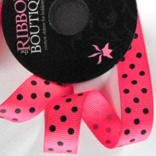 Ribbon Boutique Dekorszalag - pink-fekete pöttyös rövidáru