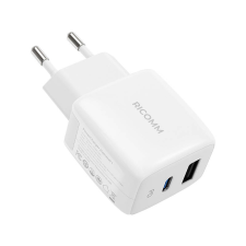 Ricomm USB-A/USB-C hálózati töltő + 2.1m USB-C kábel - Fehér (25W) mobiltelefon kellék