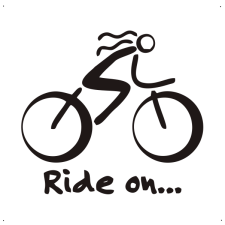  Ride on feliratos, női kerékpáros autó matrica, fekete matrica