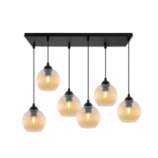  RIFFLE FEKETE FÜGGŐLÁMPA 6 IZZÓS MÉZ ALAKÚ GÖMB E27 világítás