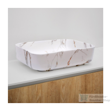Riho LIVIT márványmintás 50x39x13-es szögletes mosdótál, matt fehér W031006M00 szaniter
