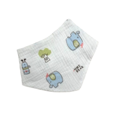 Rikidor Pamut Háromszög Sál - Fehér/Kék Elefántos babasapka, sál