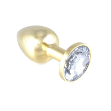 Rimba Butt Plug Metal With Crystal - fém, vízálló anál dildó - 7,3 cm (arany) műpénisz, dildó