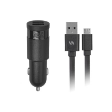 RivaCase Autós töltő, 2 x USB, 3,4A, micro USB kábellel, RIVACASE "VA 4223 BD1", fekete kábel és adapter