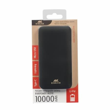 RivaCase Hordozható akkumulátor, lightning, microUSB, USB-C, 10000 mAh, RIVACASE &quot;VA2110&quot;, fekete asztali számítógép kellék