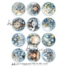  Rizspapir - 12 kör, téli képek dekorációs kellék