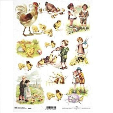  Rizspapír - csibék, gyerekek dekorációs kellék