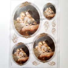  Rizspapír,  gyerekek ovális keretben dekorációs kellék