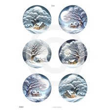  Rizspapir - havas házak, hat kép dekorációs kellék