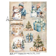  Rizspapir - hóembert épitő gyerekek, ajándékok, karácsonyfák dekorációs kellék