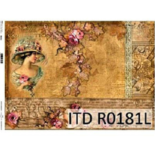  Rizspapír - hölgy csipkével dekorációs kellék