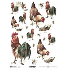  Rizspapír - kakasok, tyúkok dekorációs kellék