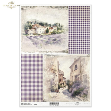  Rizspapír - Provence-i táj levendulával dekorációs kellék