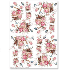  Rizspapír – rózsaszín rózsák kicsi dekorációs kellék