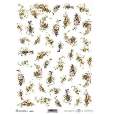  Rizspapír - rózsaszín virágcsokrok dekorációs kellék