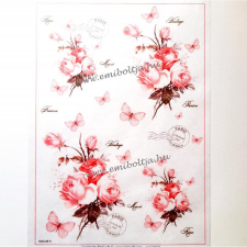  Rizspapír, vintage rózsák dekorációs kellék