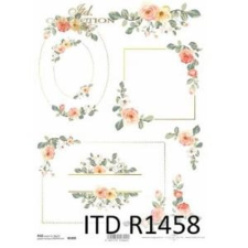  Rizspapír - virágos keretek dekorációs kellék