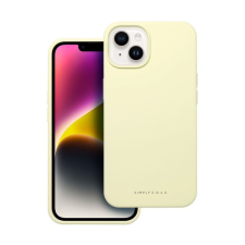 ROAR Apple iPhone 14 prémium szilikon tok velúr béléssel, világossárga tok és táska