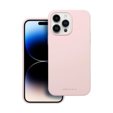 ROAR Apple iPhone 14 Pro Max prémium szilikon tok velúr béléssel, világos rózsaszín tok és táska