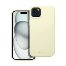 ROAR Apple iPhone 15 Plus prémium szilikon tok velúr béléssel, világossárga tok és táska