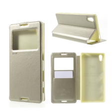 ROAR noble view tok álló, bőr hatású (flip, oldalra nyíló, asztali tartó funkció, view window) arany gp-58522 tok és táska