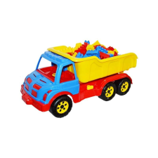 Roben Toys játék, 60cm-es műanyag teherautó építőkockákkal autópálya és játékautó