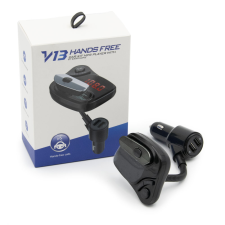 Robi Bluetooth FM transzmitter headsettel / autós kihangosító, zenelejátszó, 2 db USB (V13) fm transzmitter